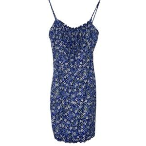 Blue Floral Spaghetti Strap Dress